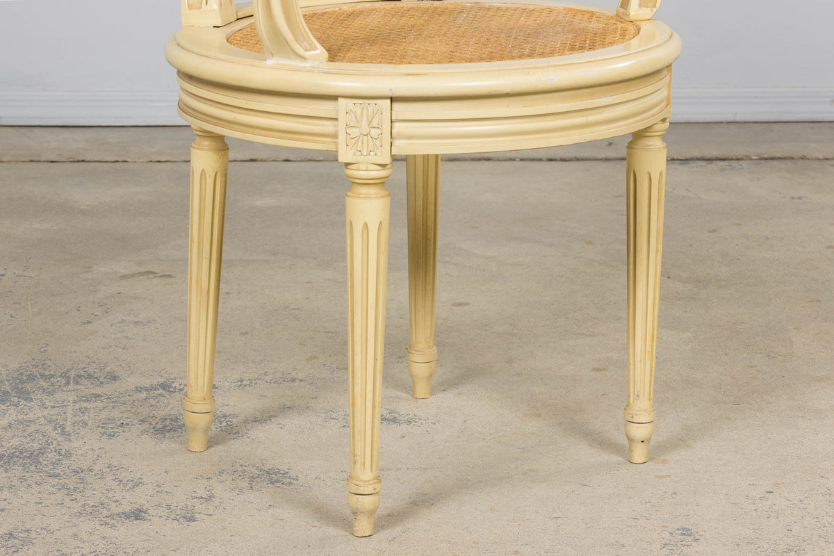 French Louis XVI Style Painted Cane Armchairs - Set of 6