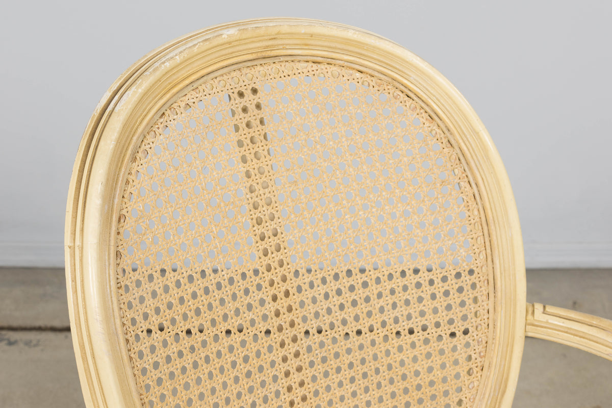 French Louis XVI Style Painted Cane Armchairs - Set of 6