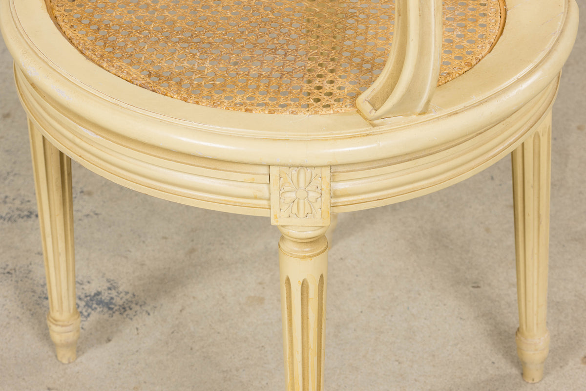 French Louis XVI Style Painted Cane Armchairs - Set of 6