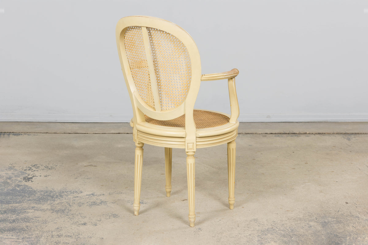 French Louis XVI Style Painted Cane Armchairs - Set of 6