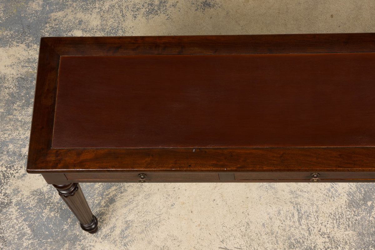 19th Century English Victorian Style Mahogany Console W/ Leather Top