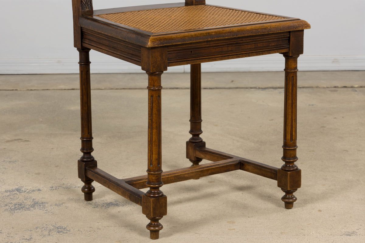 19th Century French Louis XIII Style Walnut and Cane Dining Chairs - Set of 8