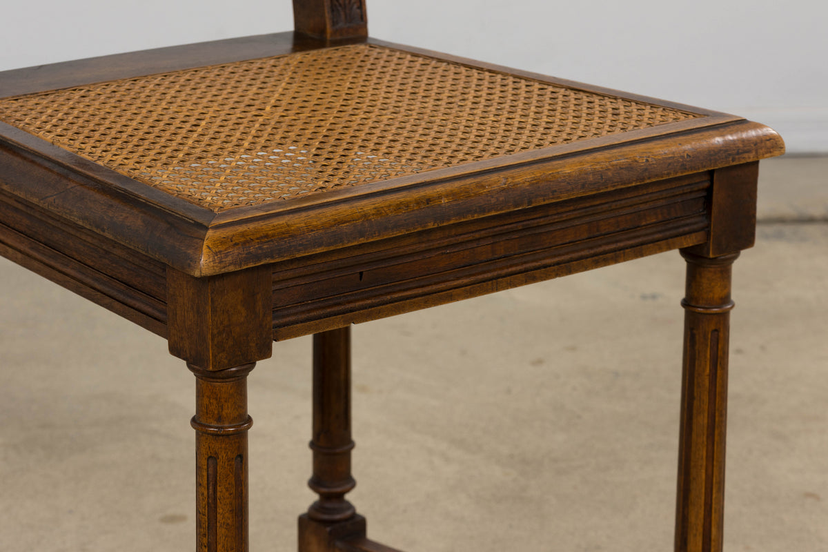 19th Century French Louis XIII Style Walnut and Cane Dining Chairs - Set of 8