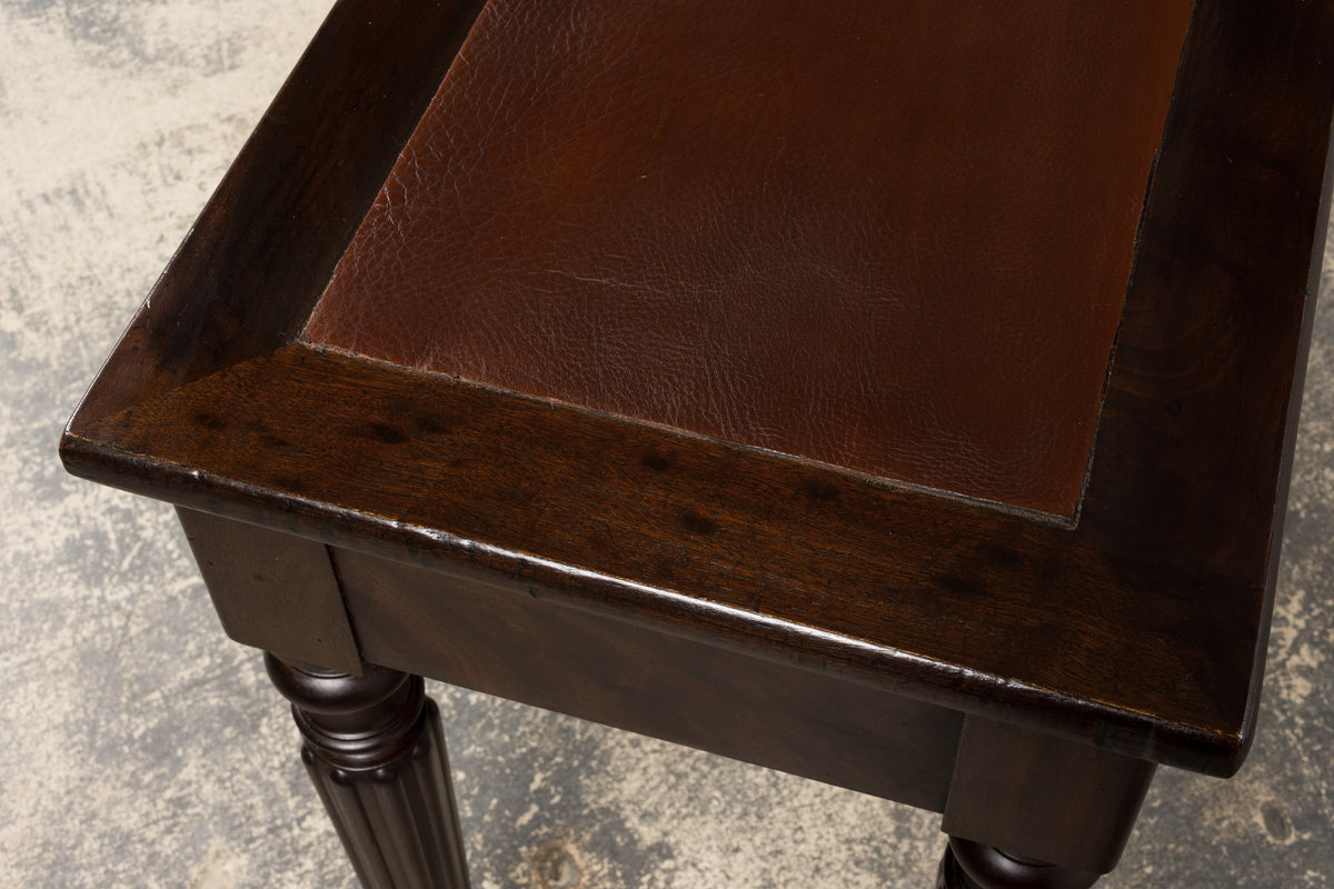19th Century English Victorian Style Mahogany Console W/ Leather Top