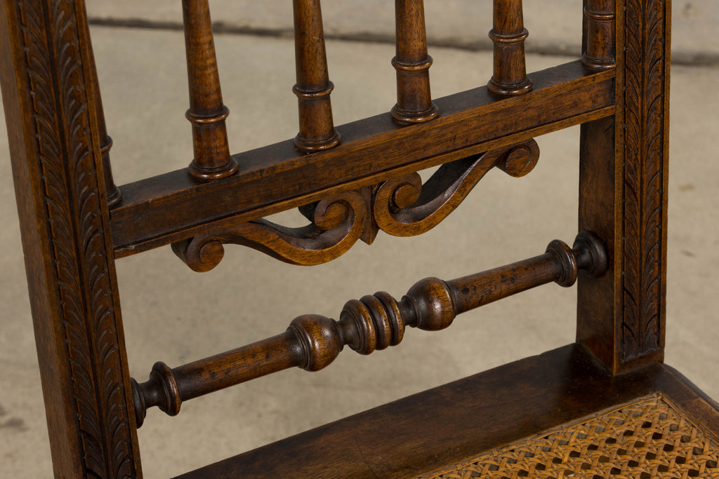 19th Century French Louis XIII Style Walnut and Cane Dining Chairs - Set of 8