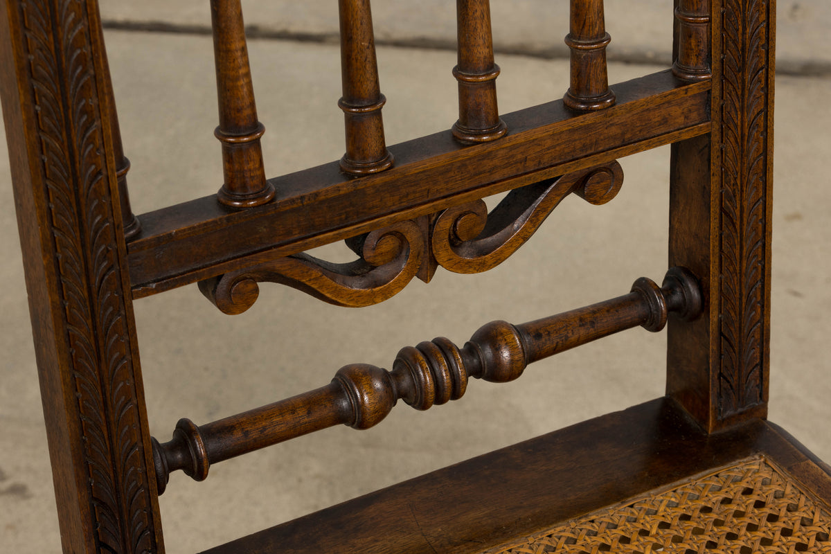 19th Century French Louis XIII Style Walnut and Cane Dining Chairs - Set of 8