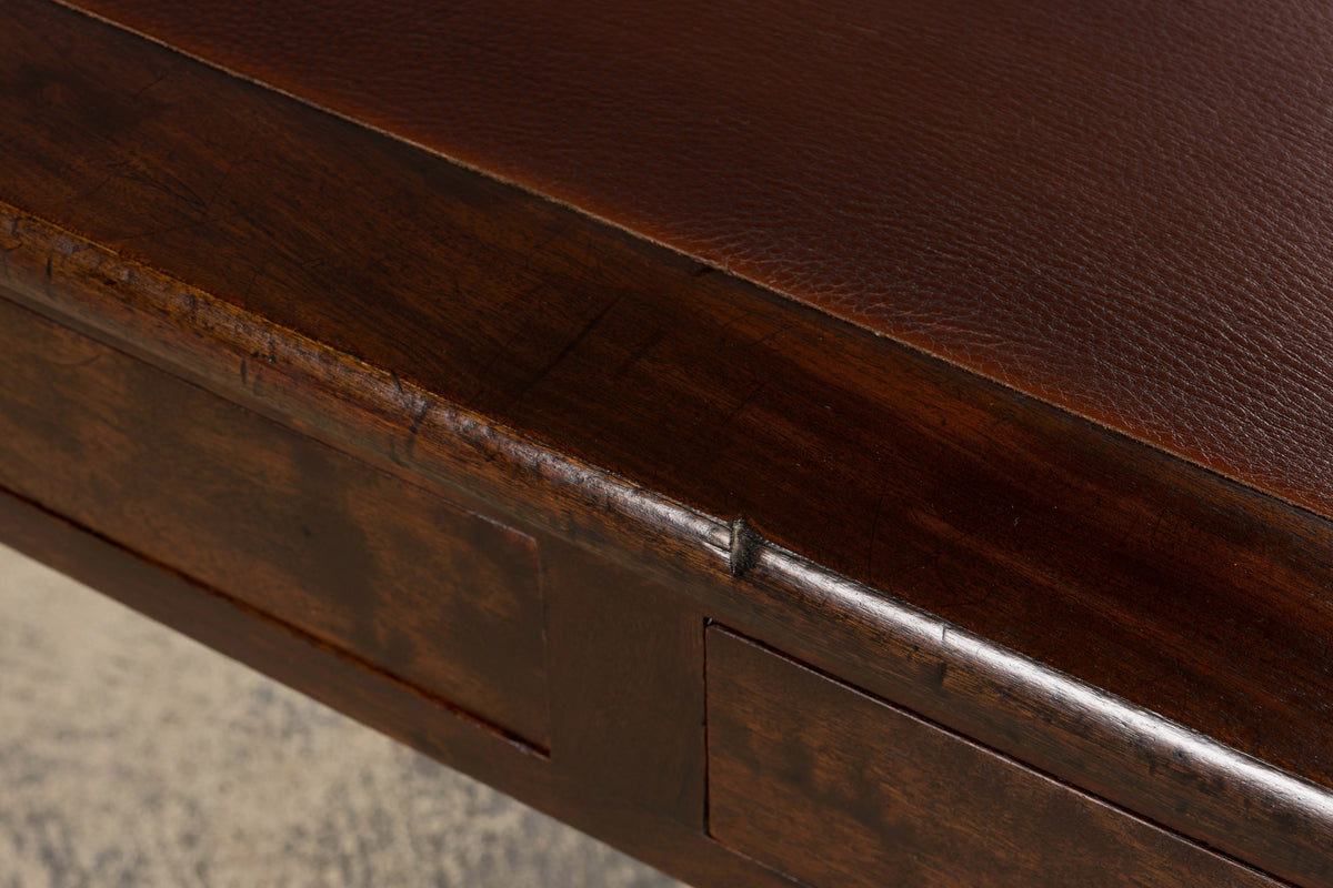 19th Century English Victorian Style Mahogany Console W/ Leather Top