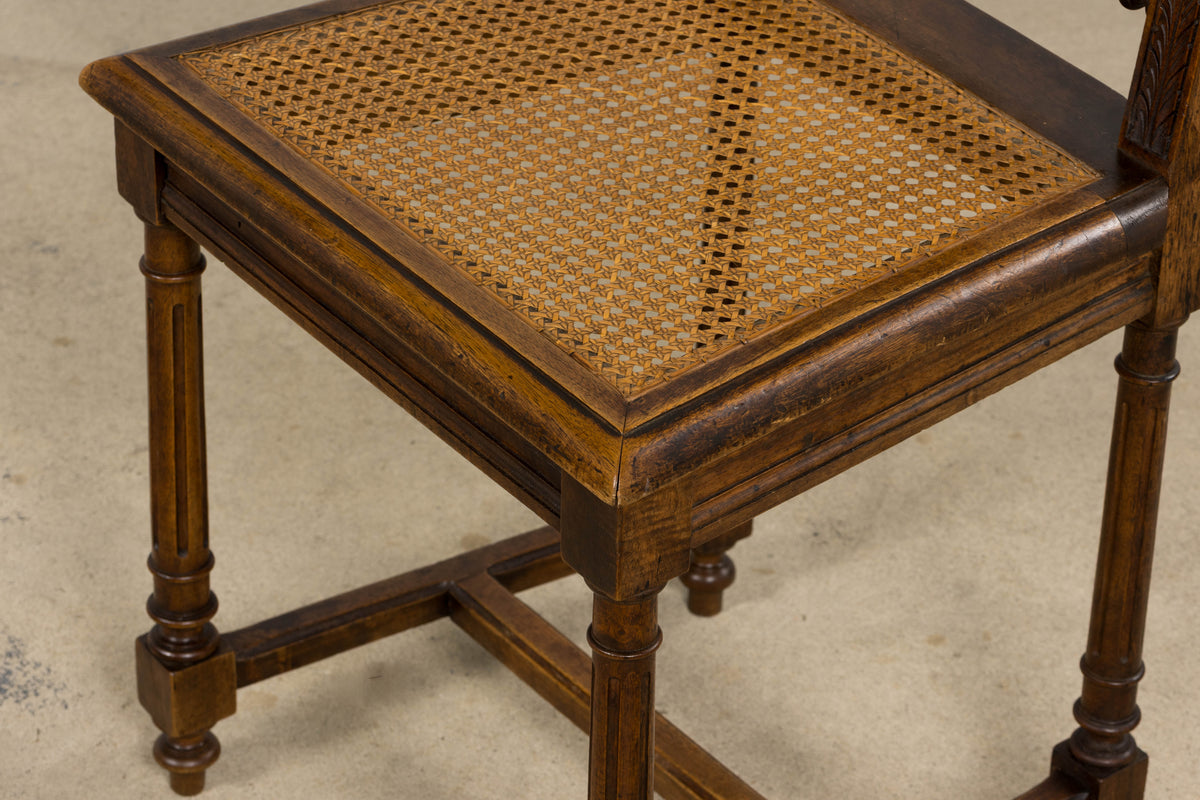 19th Century French Louis XIII Style Walnut and Cane Dining Chairs - Set of 8