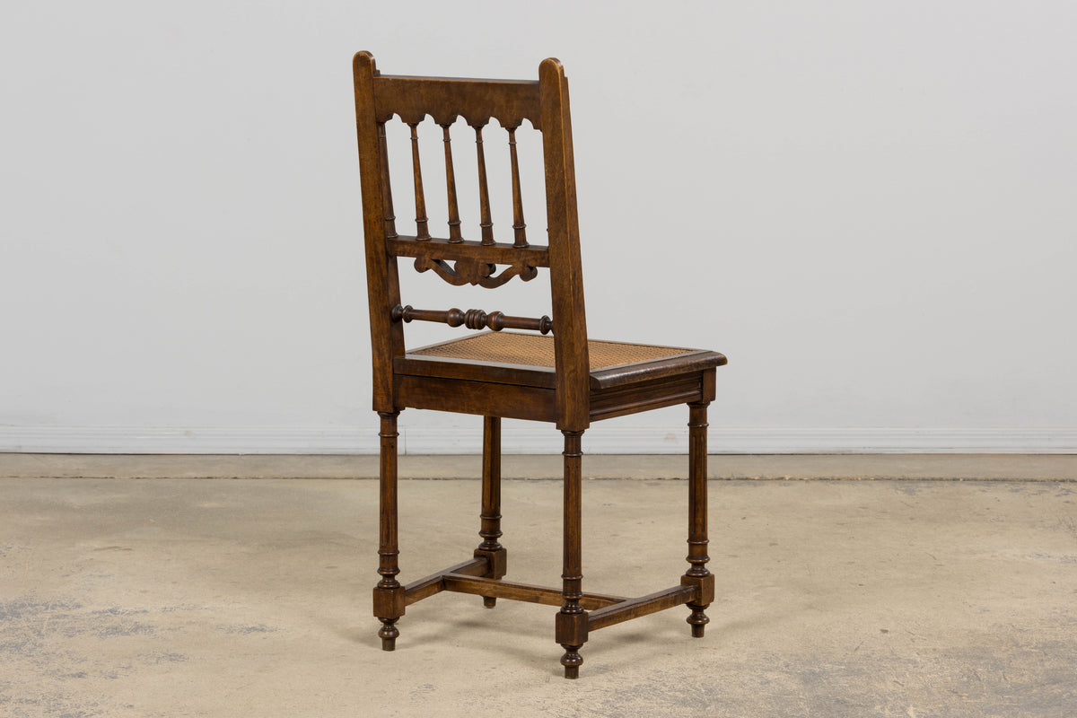 19th Century French Louis XIII Style Walnut and Cane Dining Chairs - Set of 8