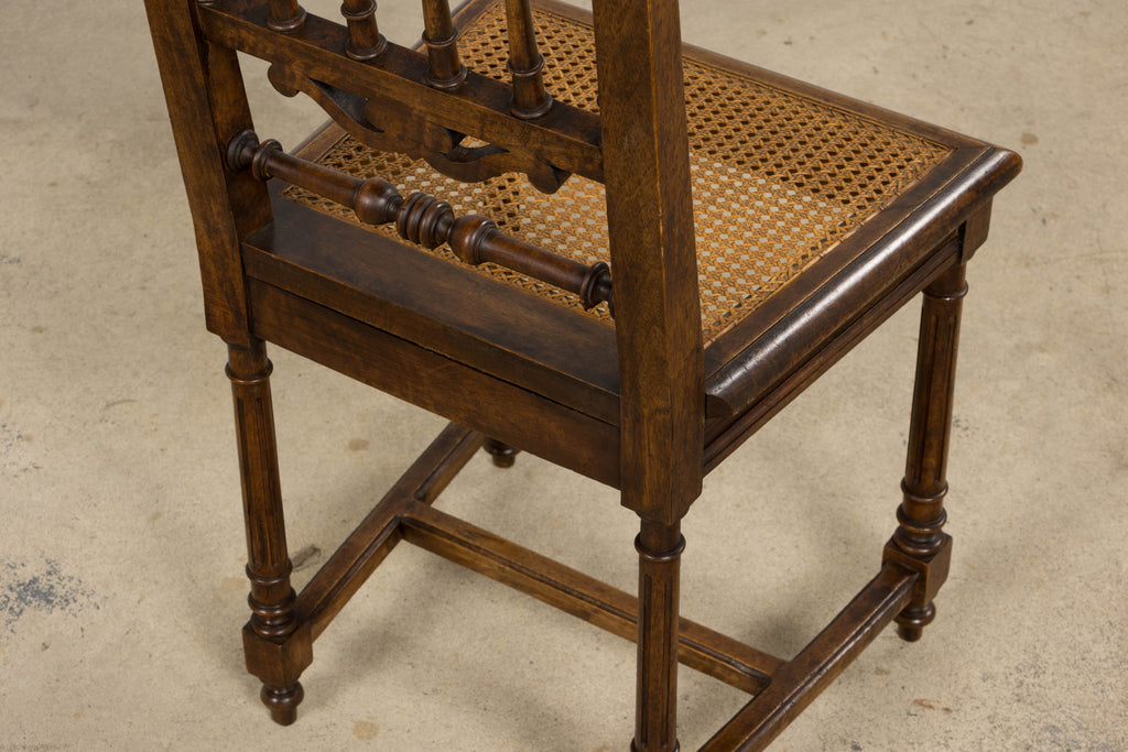 19th Century French Louis XIII Style Walnut and Cane Dining Chairs - Set of 8