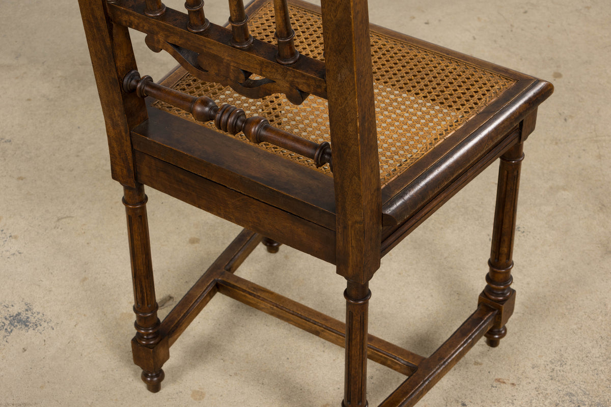 19th Century French Louis XIII Style Walnut and Cane Dining Chairs - Set of 8