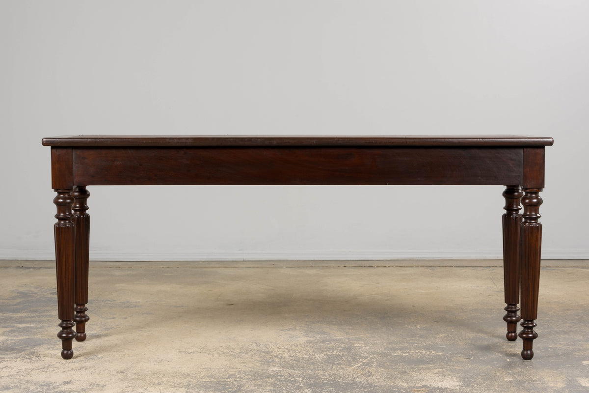 19th Century English Victorian Style Mahogany Console W/ Leather Top