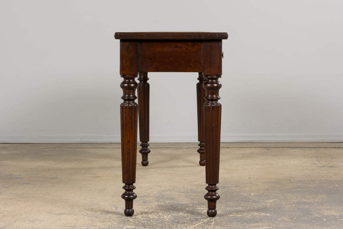 19th Century English Victorian Style Mahogany Console W/ Leather Top
