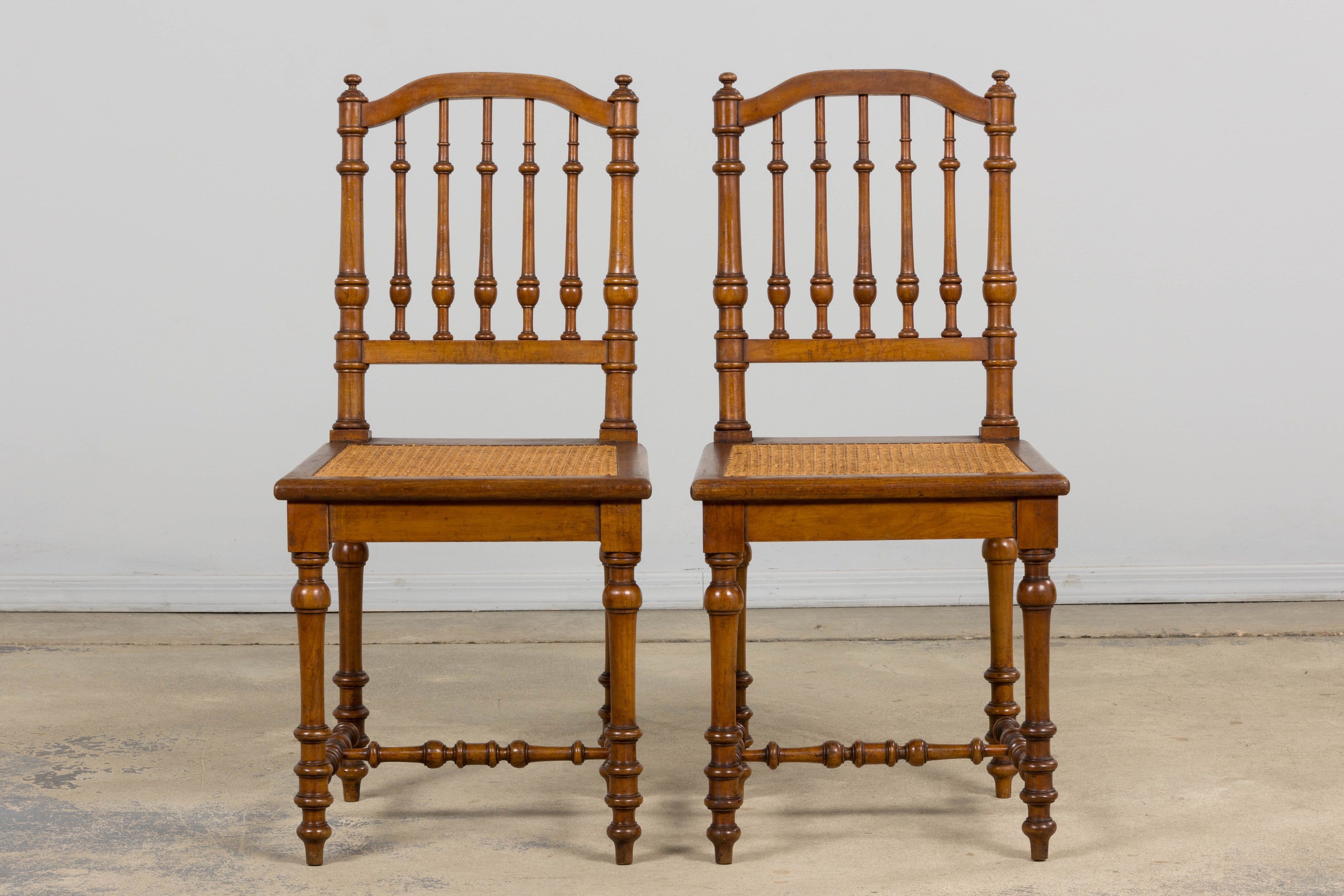 Late 19th Century French Louis XIII Style Dining Chairs W/ Cane Seats - Set of 6
