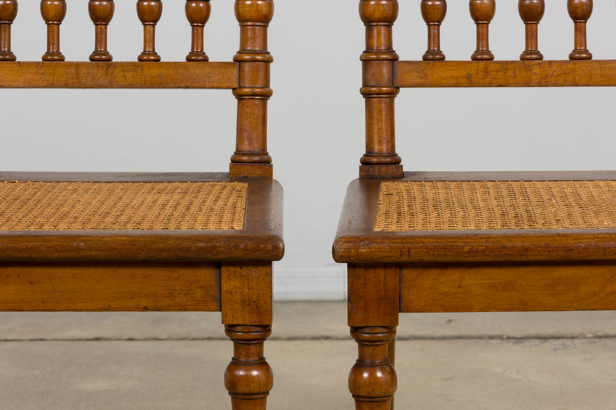 Late 19th Century French Louis XIII Style Dining Chairs W/ Cane Seats - Set of 6