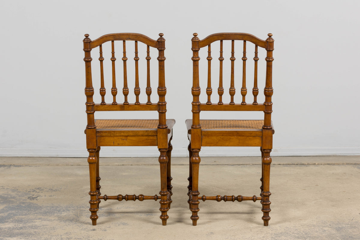 Late 19th Century French Louis XIII Style Dining Chairs W/ Cane Seats - Set of 6