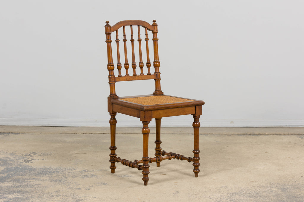 Late 19th Century French Louis XIII Style Dining Chairs W/ Cane Seats - Set of 6