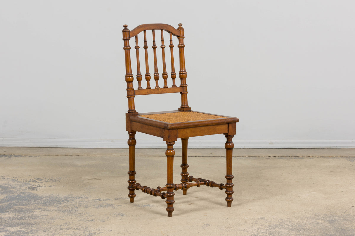 Late 19th Century French Louis XIII Style Dining Chairs W/ Cane Seats - Set of 6