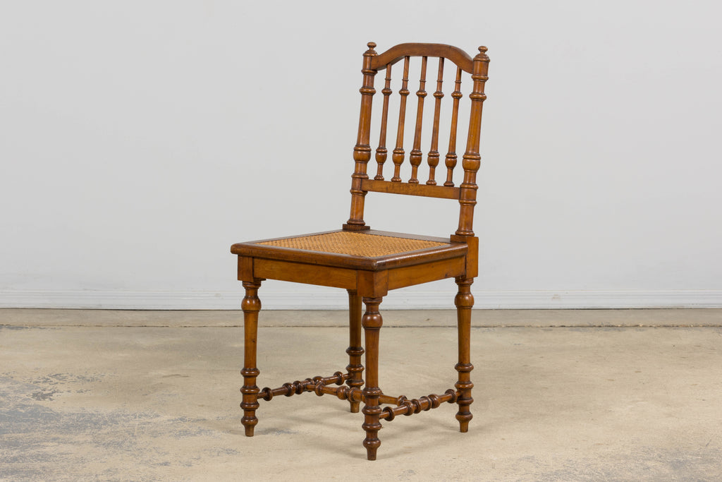 Late 19th Century French Louis XIII Style Dining Chairs W/ Cane Seats - Set of 6