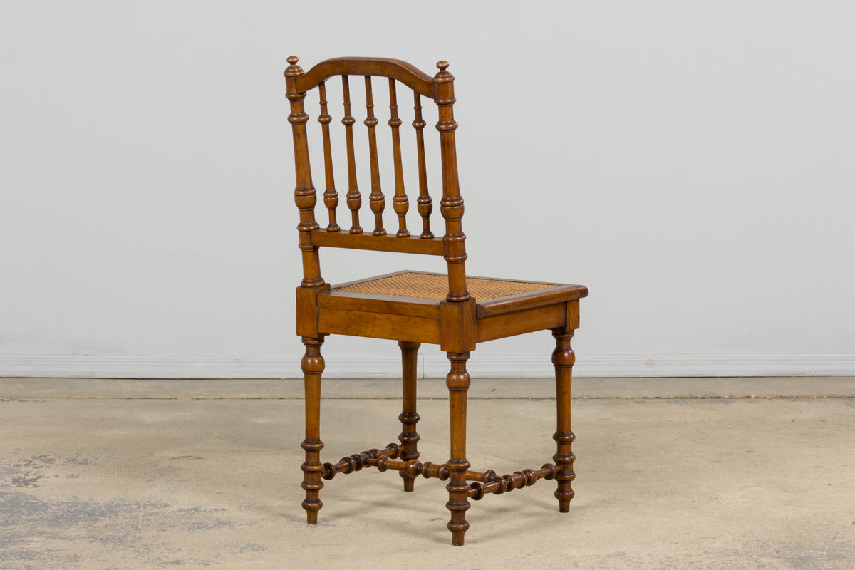 Late 19th Century French Louis XIII Style Dining Chairs W/ Cane Seats - Set of 6