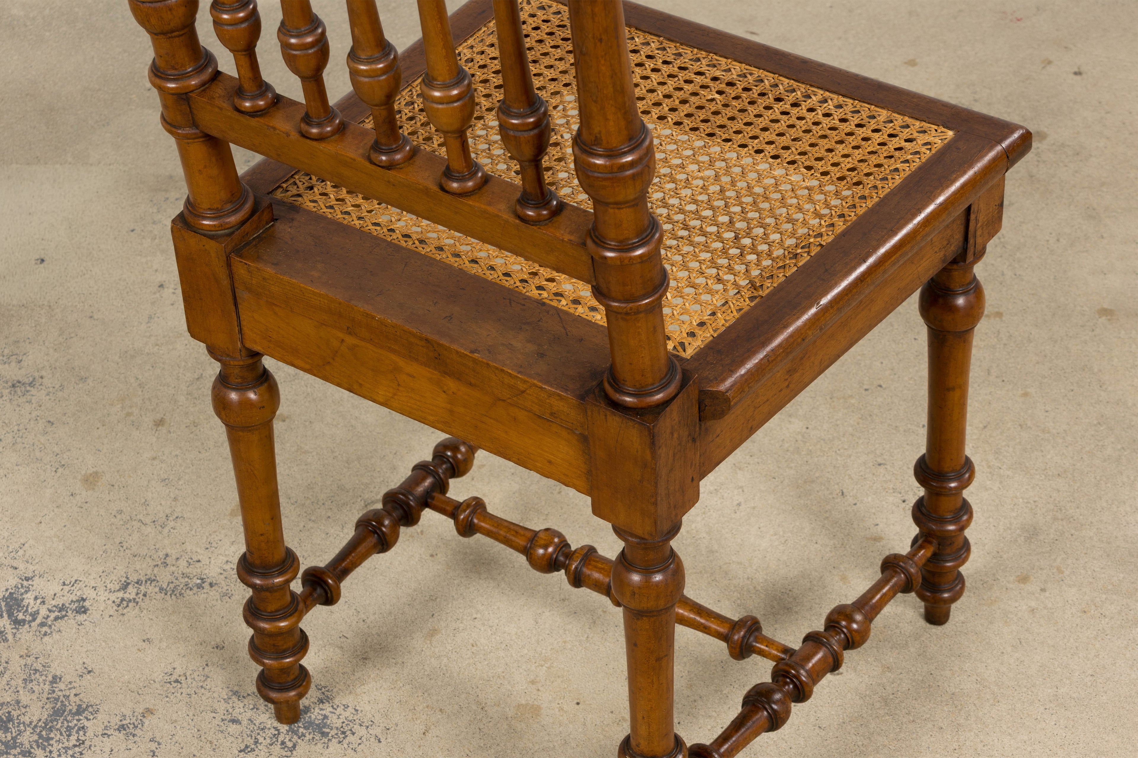 Late 19th Century French Louis XIII Style Dining Chairs W/ Cane Seats - Set of 6