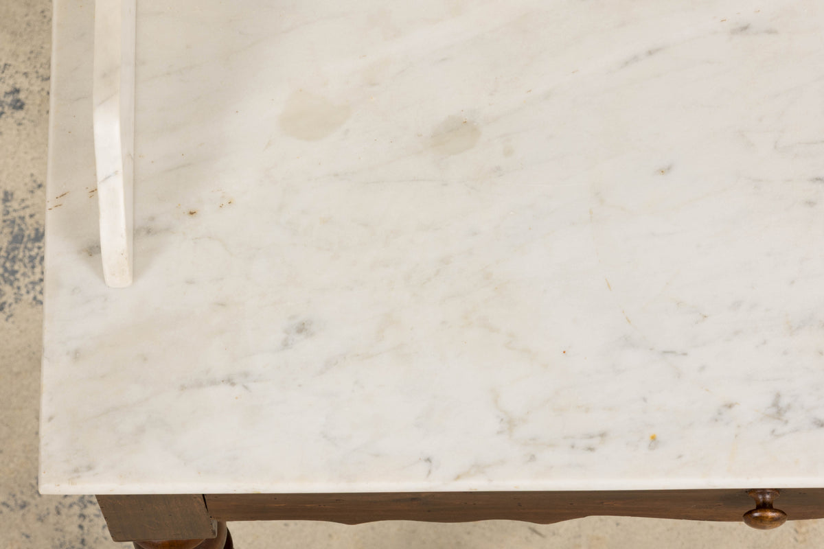 Antique French Provincial Louis Philippe Style Maple Vanity W/ Carrara Marble