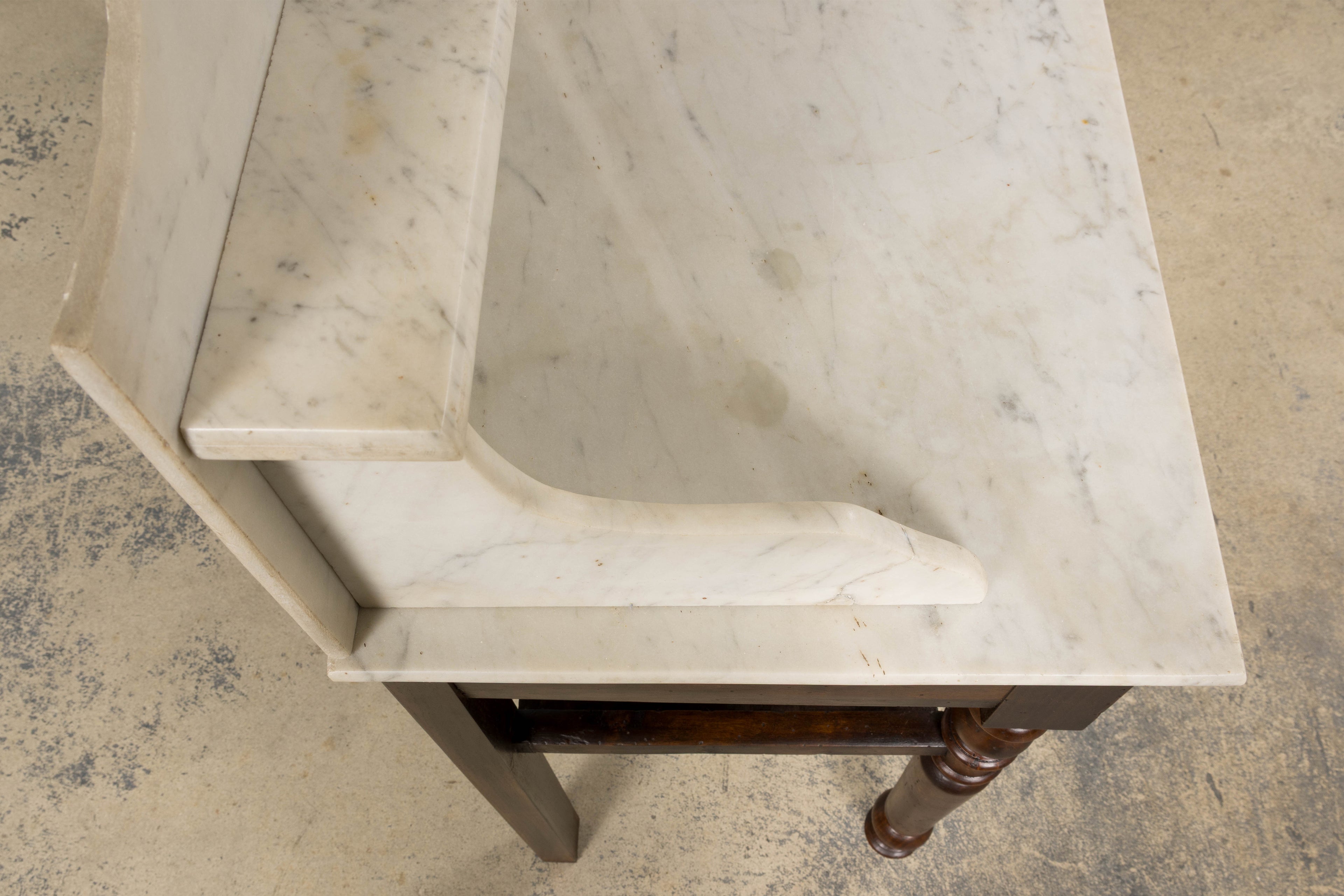 Antique French Provincial Louis Philippe Style Maple Vanity W/ Carrara Marble