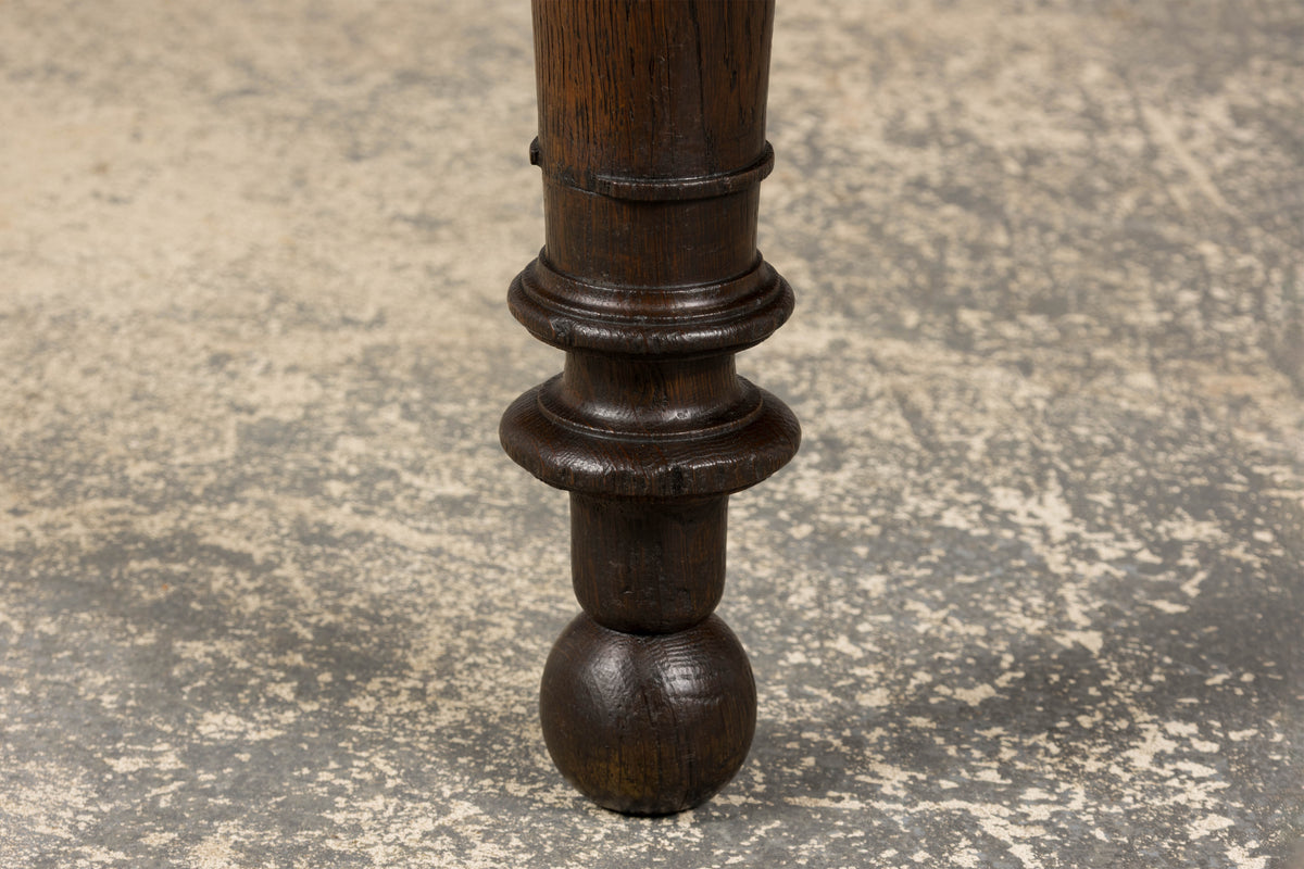 19th Century French Louis Philippe Oak Partners Desk with Faux Brown Leather Top