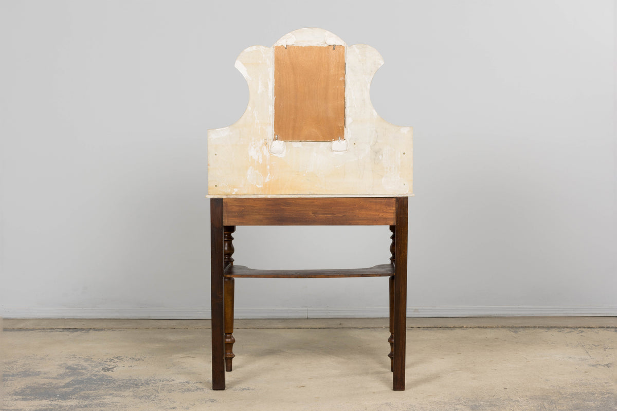 Antique French Provincial Louis Philippe Style Maple Vanity W/ Carrara Marble