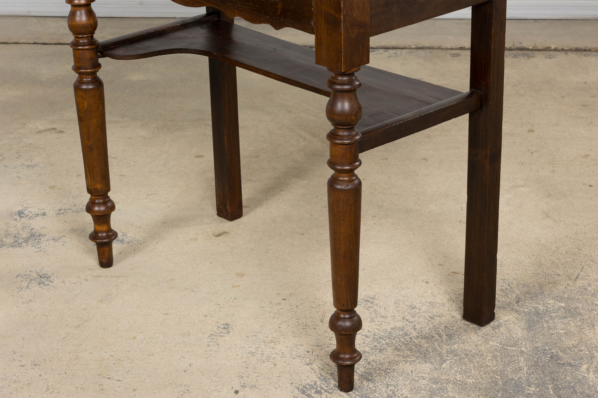 Antique French Provincial Louis Philippe Style Maple Vanity W/ Carrara Marble