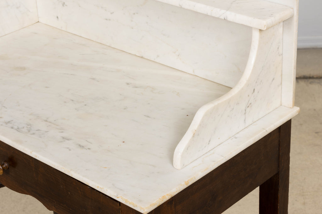 Antique French Provincial Louis Philippe Style Maple Vanity W/ Carrara Marble