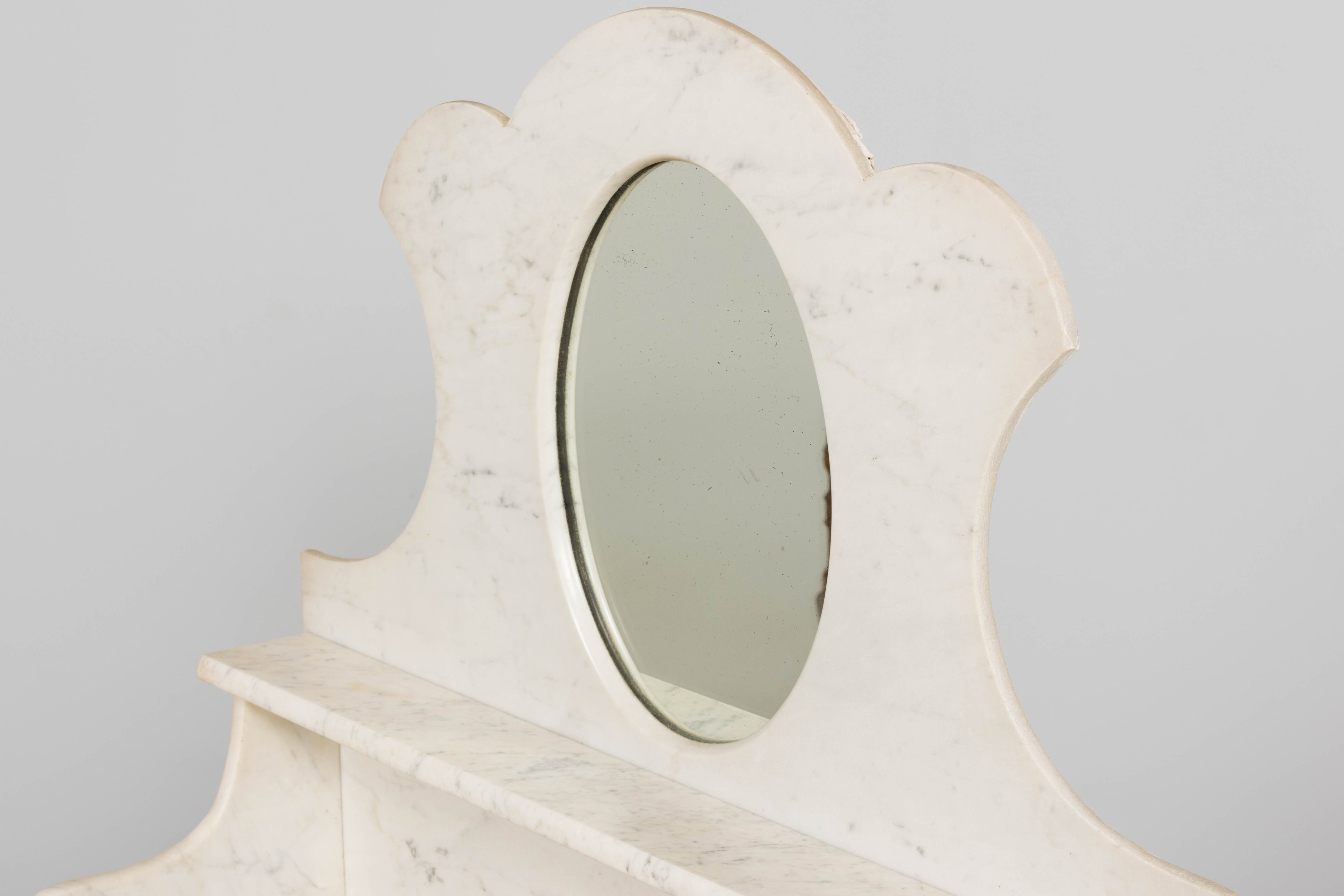 Antique French Provincial Louis Philippe Style Maple Vanity W/ Carrara Marble