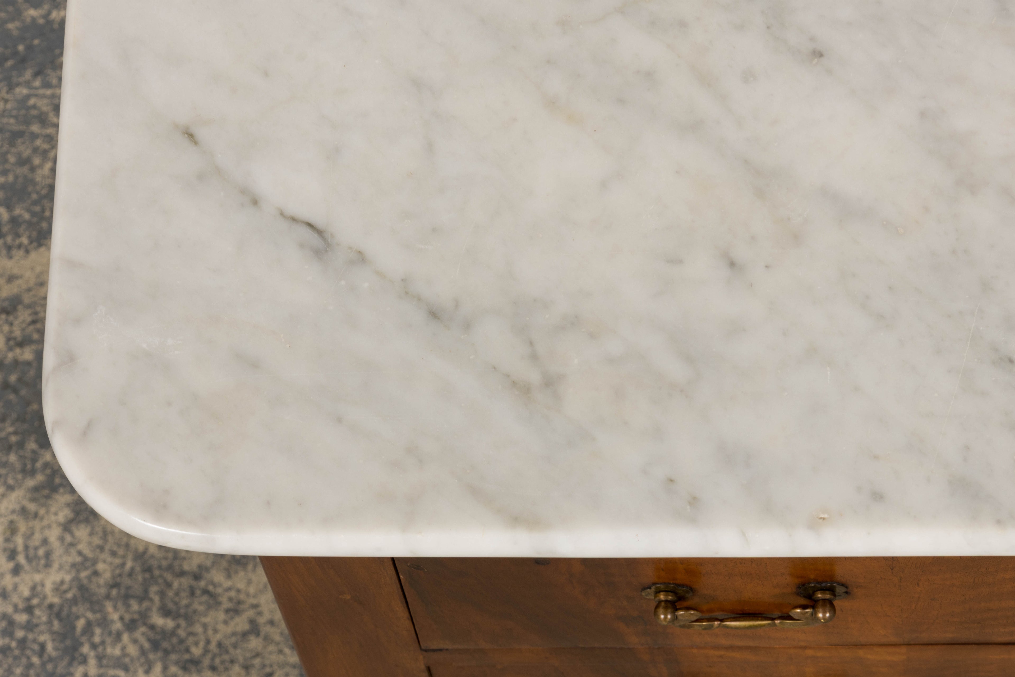 19th Century French Louis Philippe Walnut Chest of Drawers W/ Carrara Marble