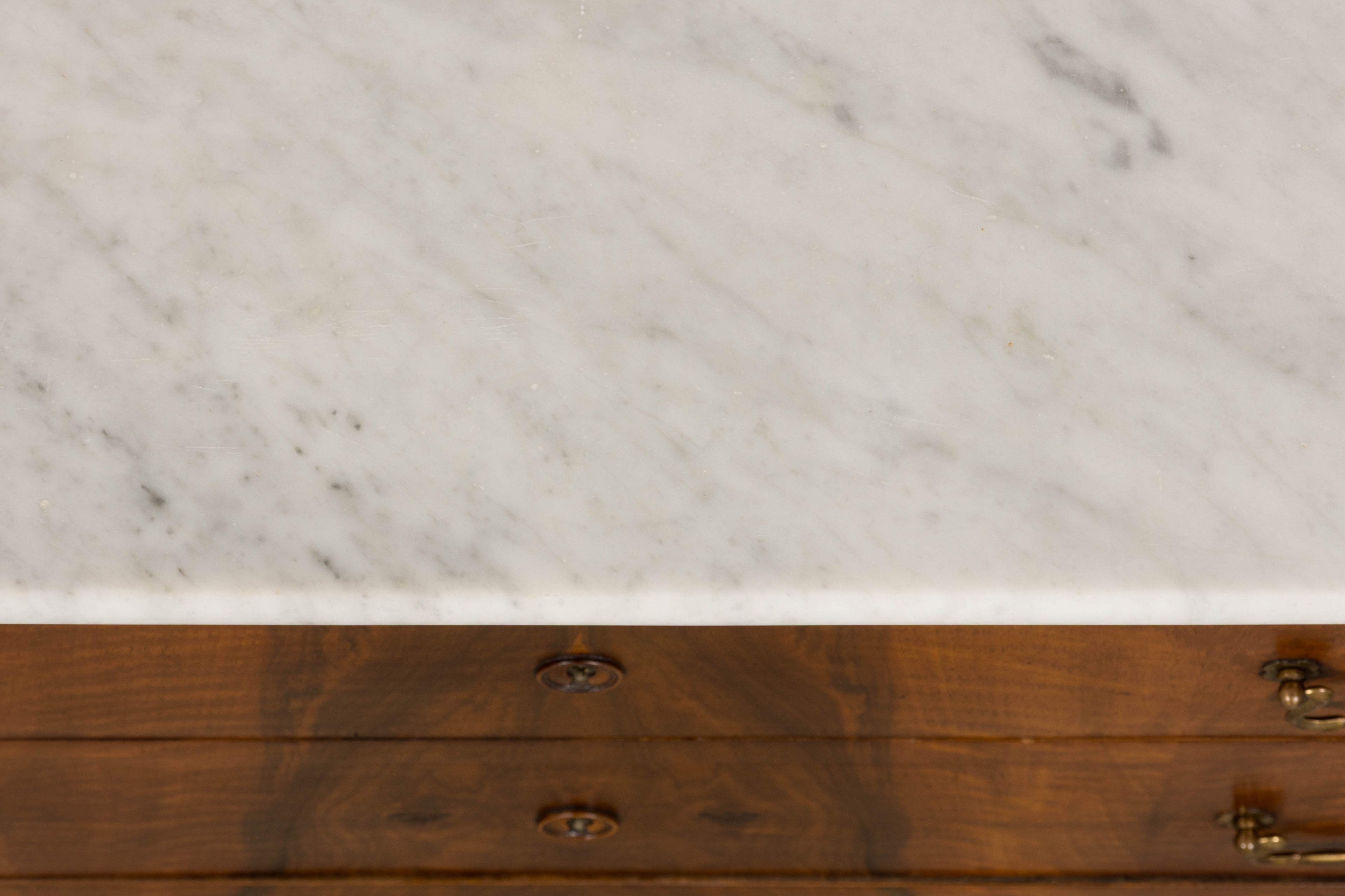 19th Century French Louis Philippe Walnut Chest of Drawers W/ Carrara Marble