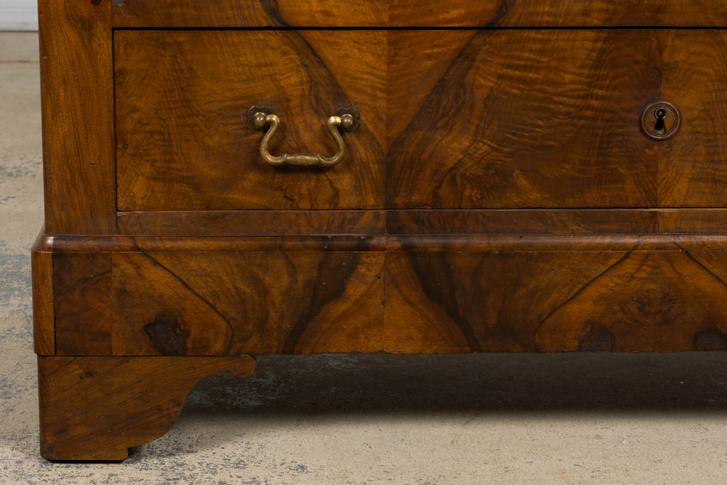 19th Century French Louis Philippe Walnut Chest of Drawers W/ Carrara Marble