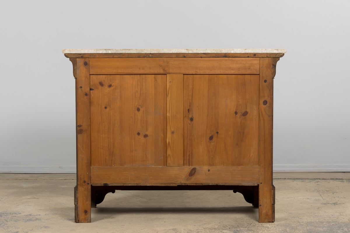 19th Century French Louis Philippe Walnut Chest of Drawers W/ Carrara Marble