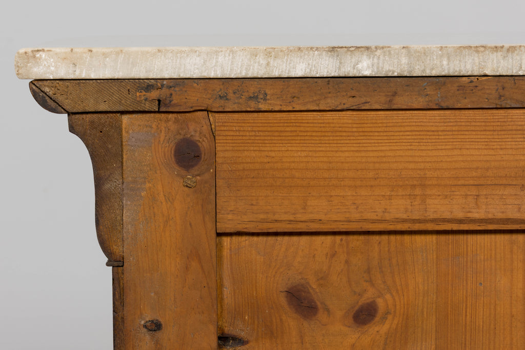 19th Century French Louis Philippe Walnut Chest of Drawers W/ Carrara Marble