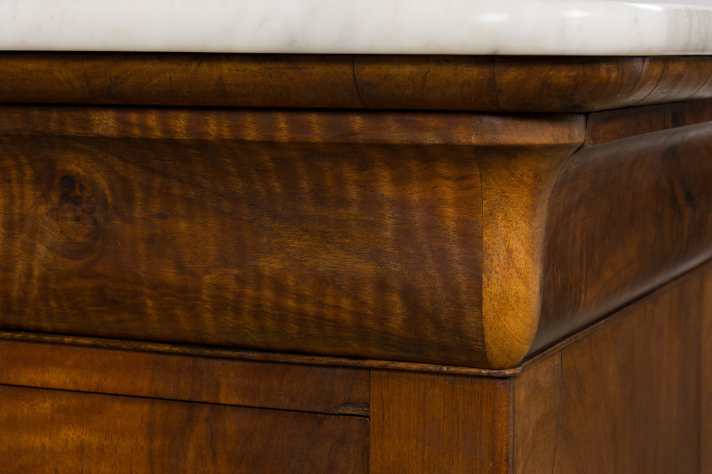 19th Century French Louis Philippe Walnut Chest of Drawers W/ Carrara Marble