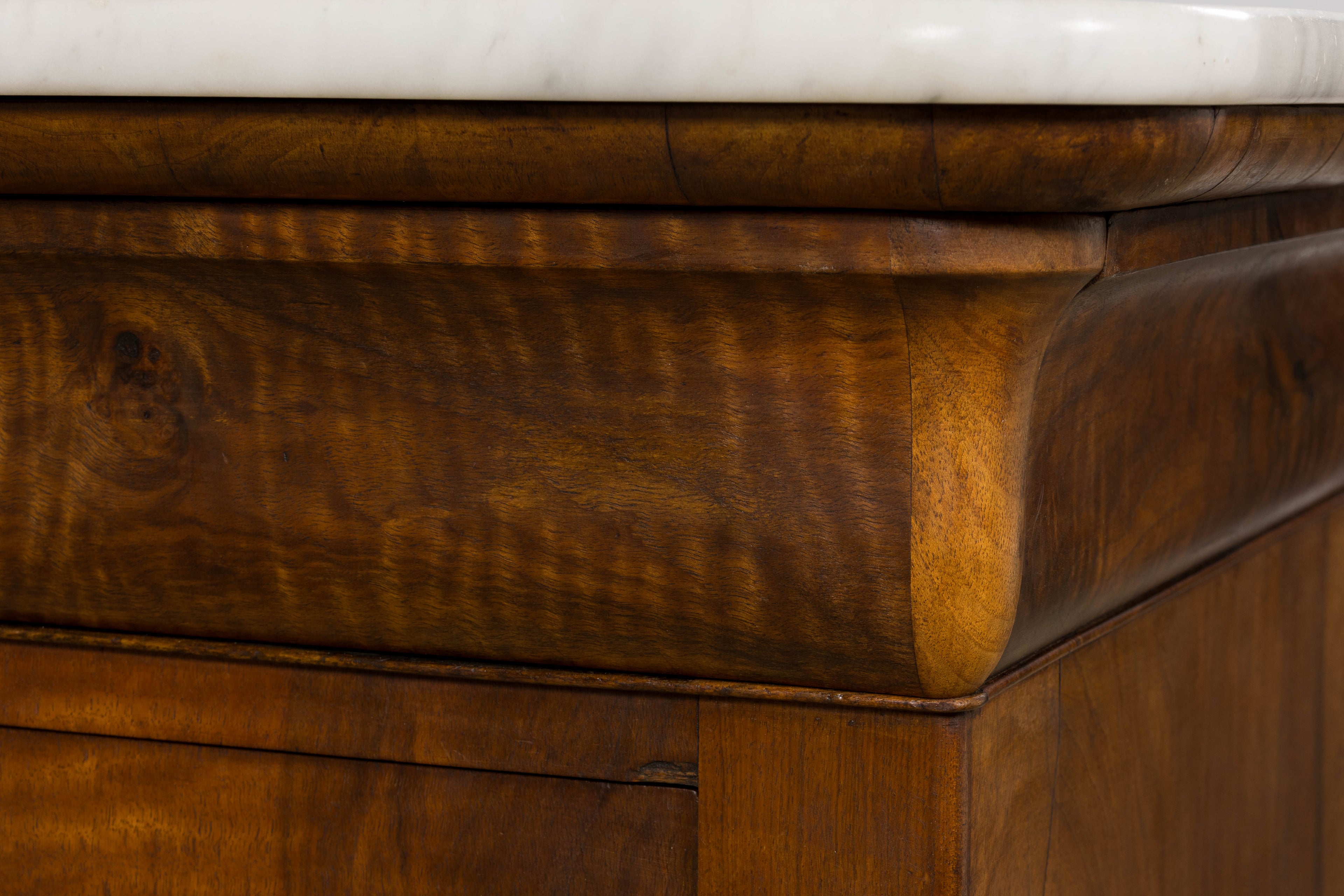19th Century French Louis Philippe Walnut Chest of Drawers W/ Carrara Marble