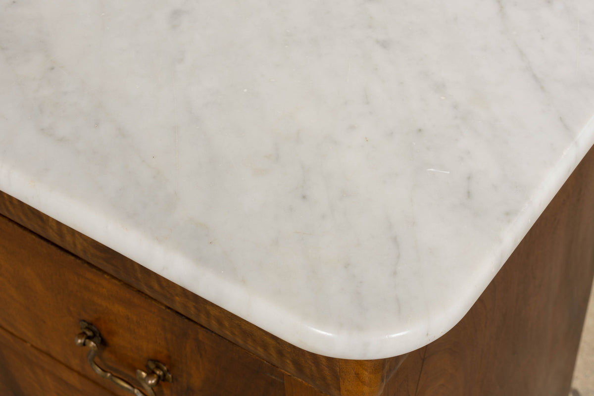 19th Century French Louis Philippe Walnut Chest of Drawers W/ Carrara Marble