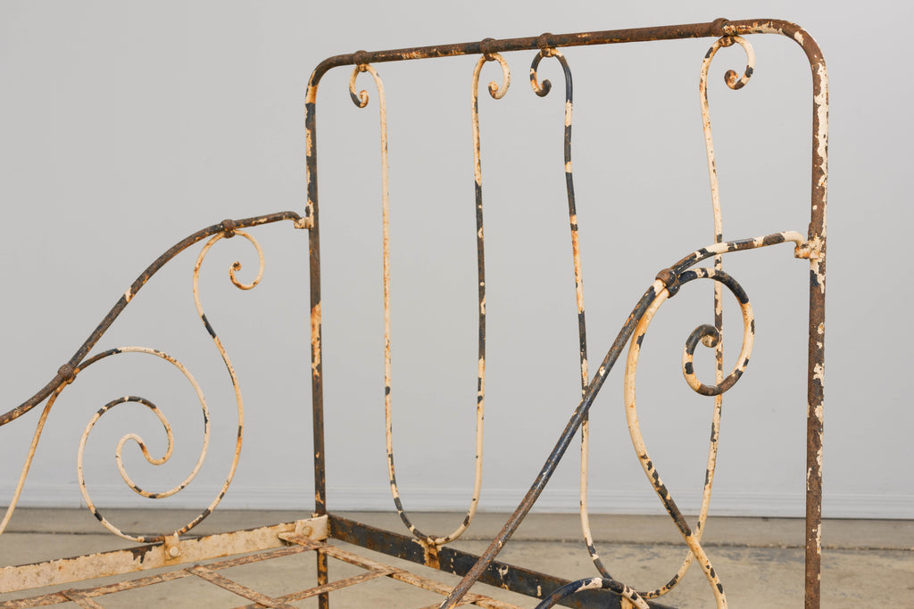 19th Century French Napoleon III Wrought Iron Painted Outdoor Daybed