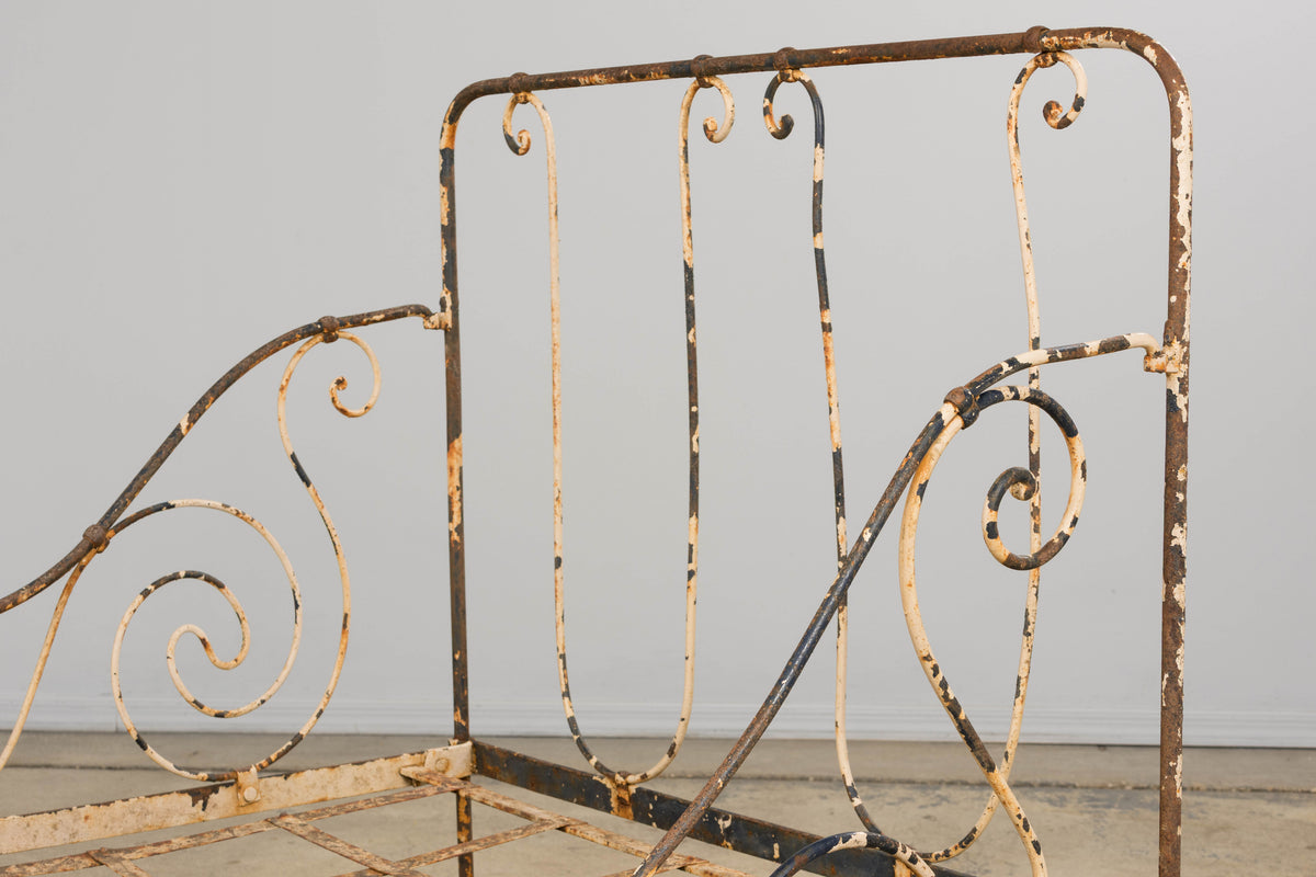 19th Century French Napoleon III Wrought Iron Painted Outdoor Daybed