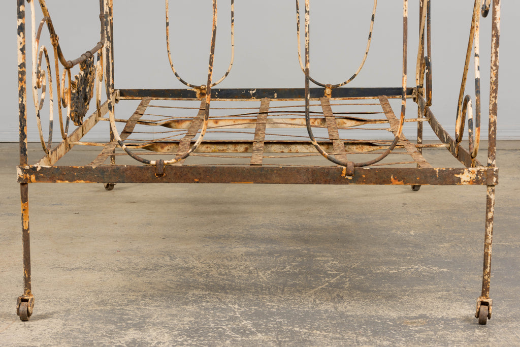 19th Century French Napoleon III Wrought Iron Painted Outdoor Daybed