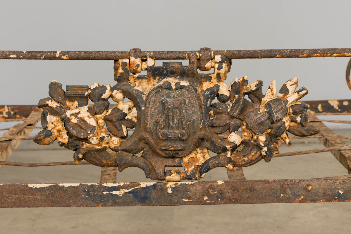 19th Century French Napoleon III Wrought Iron Painted Outdoor Daybed
