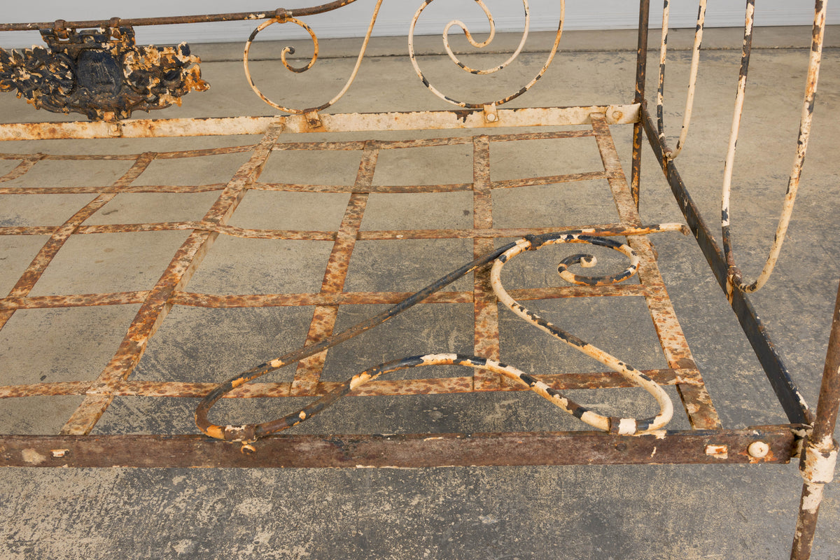 19th Century French Napoleon III Wrought Iron Painted Outdoor Daybed