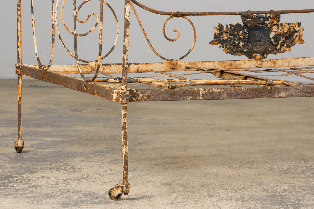 19th Century French Napoleon III Wrought Iron Painted Outdoor Daybed