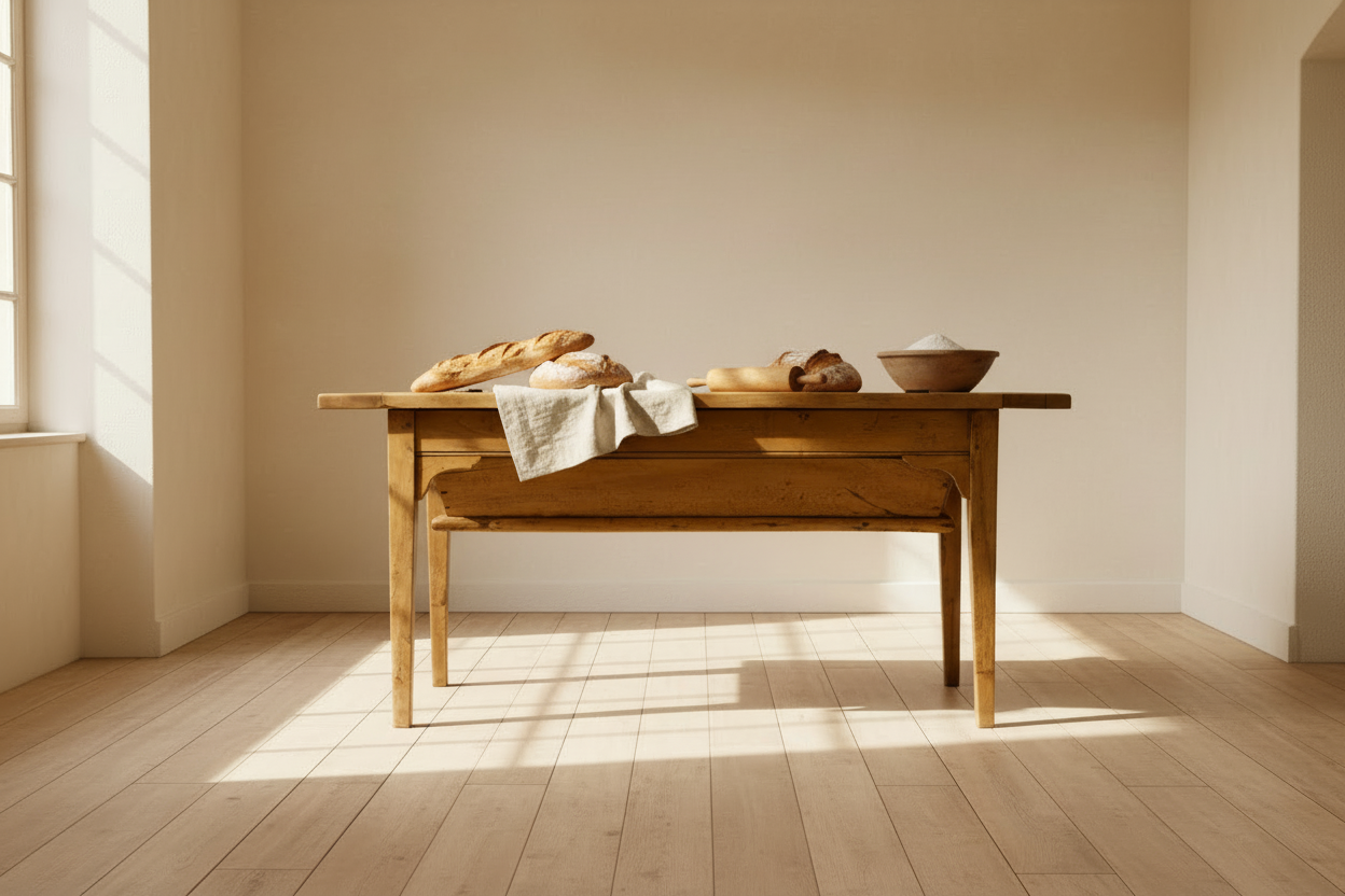 Early 19th Century French Provincial Fruitwood Petrin Dough Table