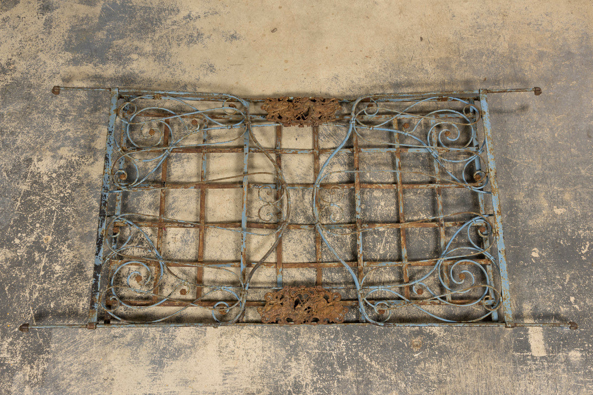 19th Century French Napoleon III Wrought Iron Painted Blue Outdoor Daybed