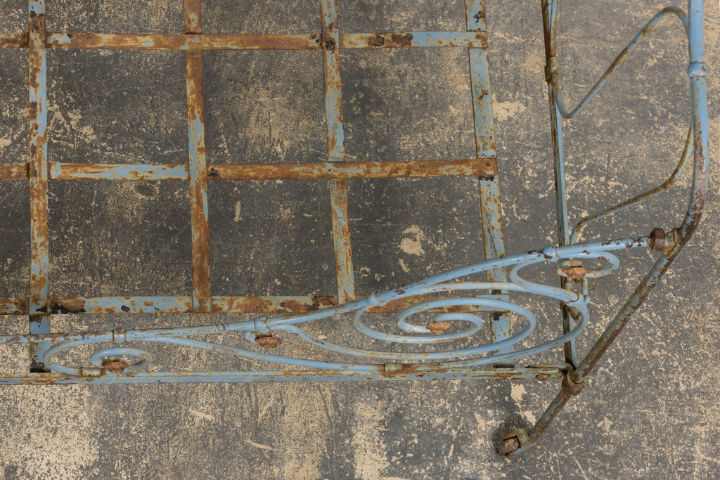 19th Century French Napoleon III Wrought Iron Painted Blue Outdoor Daybed