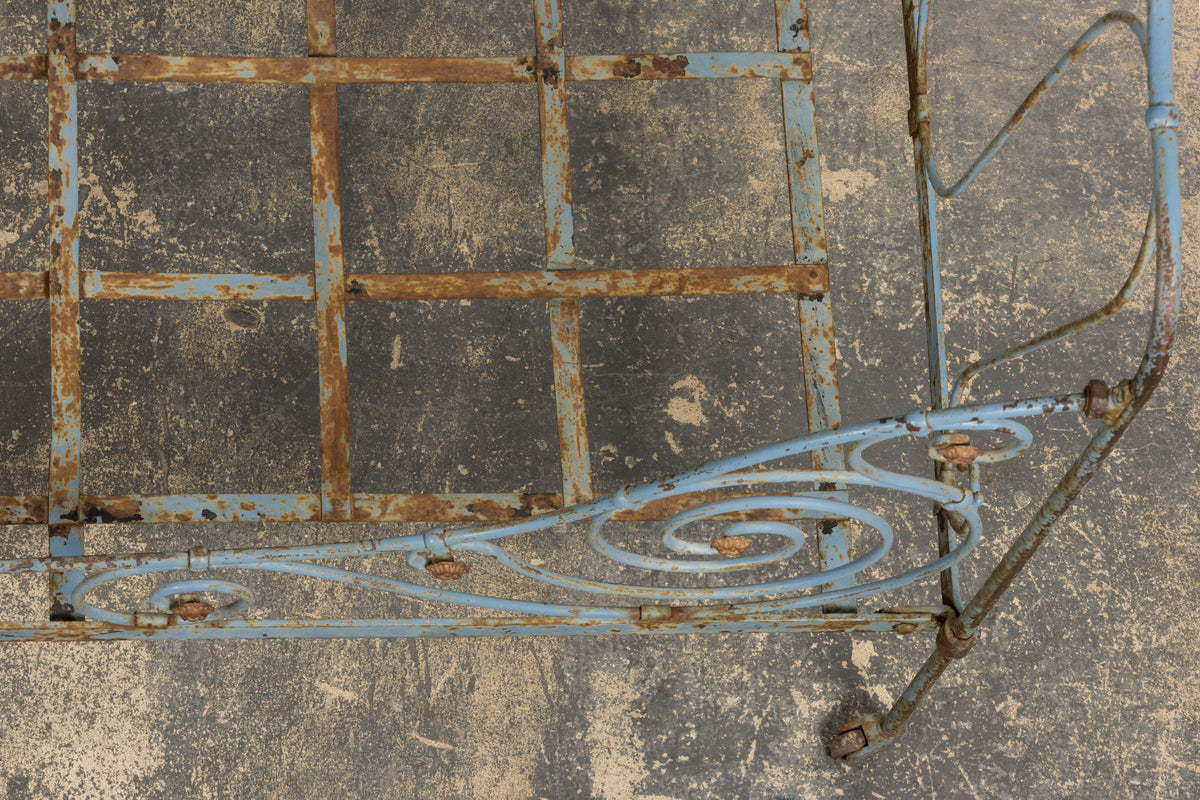 19th Century French Napoleon III Wrought Iron Painted Blue Outdoor Daybed